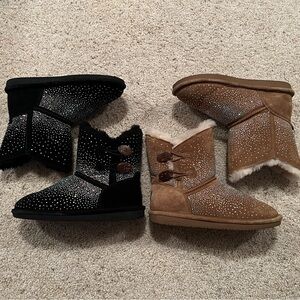 2 PAIRS sparkly Bearpaw suede boots